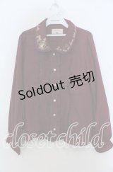 axes femme POETIQUE / 襟刺繍ブラウス Ｍ ワイン O-25-12-07-049-AX-BL-IG-OS