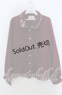 axes femme POETIQUE / 襟刺繍ブラウス Ｍ ワイン O-25-12-07-049-AX-BL-IG-OS