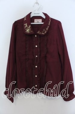 画像1: axes femme POETIQUE / 襟刺繍ブラウス Ｍ ワイン O-25-12-07-049-AX-BL-IG-OS