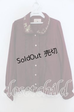 画像1: axes femme POETIQUE / 襟刺繍ブラウス Ｍ ワイン O-25-12-07-049-AX-BL-IG-OS