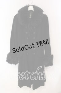 BPN / ファー付きロングコート Ｍ ブラック O-25-12-08-024-GO-CO-IG-OS