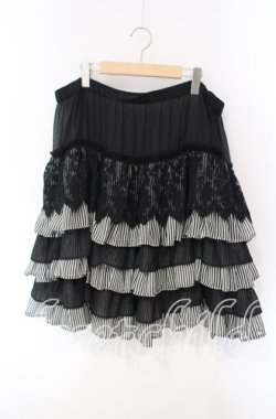 画像1: BPN / ストライプシフォンティアードスカート  ブラック×ストライプ O-25-12-08-027-GO-SK-IG-OS