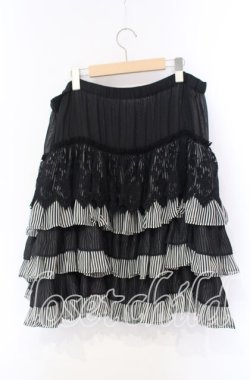 画像3: BPN / ストライプシフォンティアードスカート  ブラック×ストライプ O-25-12-08-027-GO-SK-IG-OS