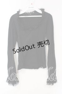 BPN / 巻き薔薇カットソー Ｍ ブラック O-25-12-08-029-GO-TO-IG-OS