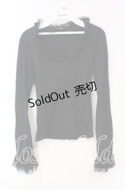 画像1: BPN / 巻き薔薇カットソー Ｍ ブラック O-25-12-08-029-GO-TO-IG-OS