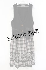 axes femme / ベスト&スカートドッキングセットアップ  クロ×グレーチェック O-25-12-08-031-AX-JA-IG-OS