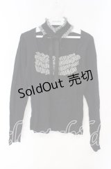 BPN / チョーカー付きストライプフリルカットソー Ｍ ブラック×ホワイト O-25-12-08-033-GO-TO-IG-OS