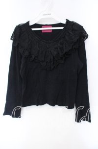 MIHO MATSUDA / ローズレースカットソー  ブラック O-25-12-08-035-GO-TO-IG-OS