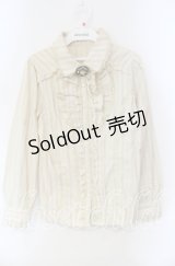 axes femme / 胸元フリルストライプブラウス  アイボリー O-25-12-08-037-AX-BL-IG-OS