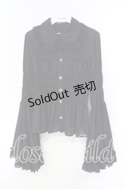 画像1: ATELIER PIERROT / 丸襟姫袖ブラウス  ブラック O-25-12-08-038-EL-BL-IG-OS