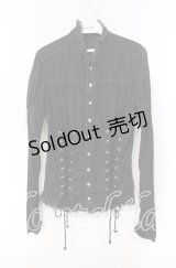ALGONQUINS / ダブルレースアップブラウス  ブラック O-25-12-08-040-AL-BL-IG-OS