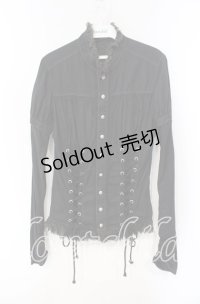 ALGONQUINS / ダブルレースアップブラウス  ブラック O-25-12-08-040-AL-BL-IG-OS