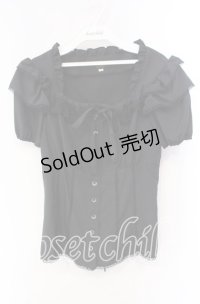 MIHO MATSUDA / ブラウス・メル  ブラック O-25-12-08-041-GO-BL-IG-OS