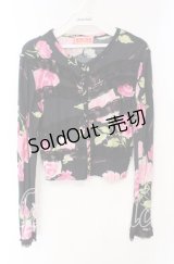 JESUS DIAMANTE / お嫁カーデ  ぼかし薔薇柄クロ O-25-12-08-049-JE-TO-IG-OS