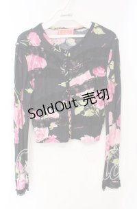 JESUS DIAMANTE / お嫁カーデ  ぼかし薔薇柄クロ O-25-12-08-049-JE-TO-IG-OS