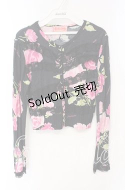 画像1: JESUS DIAMANTE / お嫁カーデ  ぼかし薔薇柄クロ O-25-12-08-049-JE-TO-IG-OS