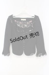 JESUS DIAMANTE / フリルツイードジャケット 40 プードル柄クロイ O-25-12-08-054-JE-JA-IG-OS