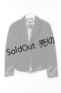 JESUS DIAMANTE / バックティアードリボンポケットジャケット 39 クロ 裏地ヒョウ薔薇 O-25-12-08-055-JE-JA-IG-OS