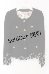 JESUS DIAMANTE / ツイードジャケット 40 クロ 裏地ヒョウ薔薇 O-25-12-08-058-JE-JA-IG-OS