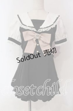 画像1: LIZ LISA / 半袖セーラーカラーセットアップ  クロ×シロ O-25-12-08-002-LO-OP-IG-OS