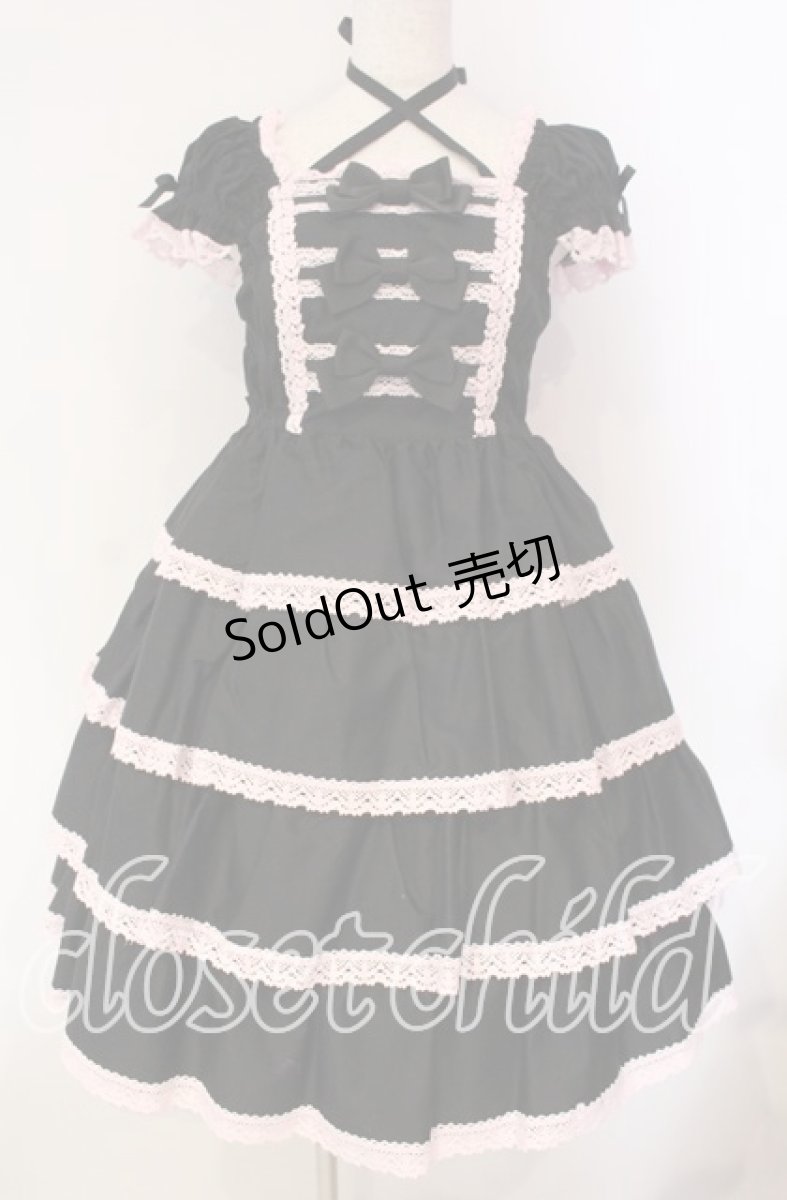 画像1: BABY,THE STARS SHINE BRIGHT / リボンミルキーシュガージャンパースカート  クロ×ピンク O-25-12-08-014-BA-OP-OW-OS (1)