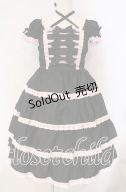 画像1: BABY,THE STARS SHINE BRIGHT / リボンミルキーシュガージャンパースカート  クロ×ピンク O-25-12-08-014-BA-OP-OW-OS