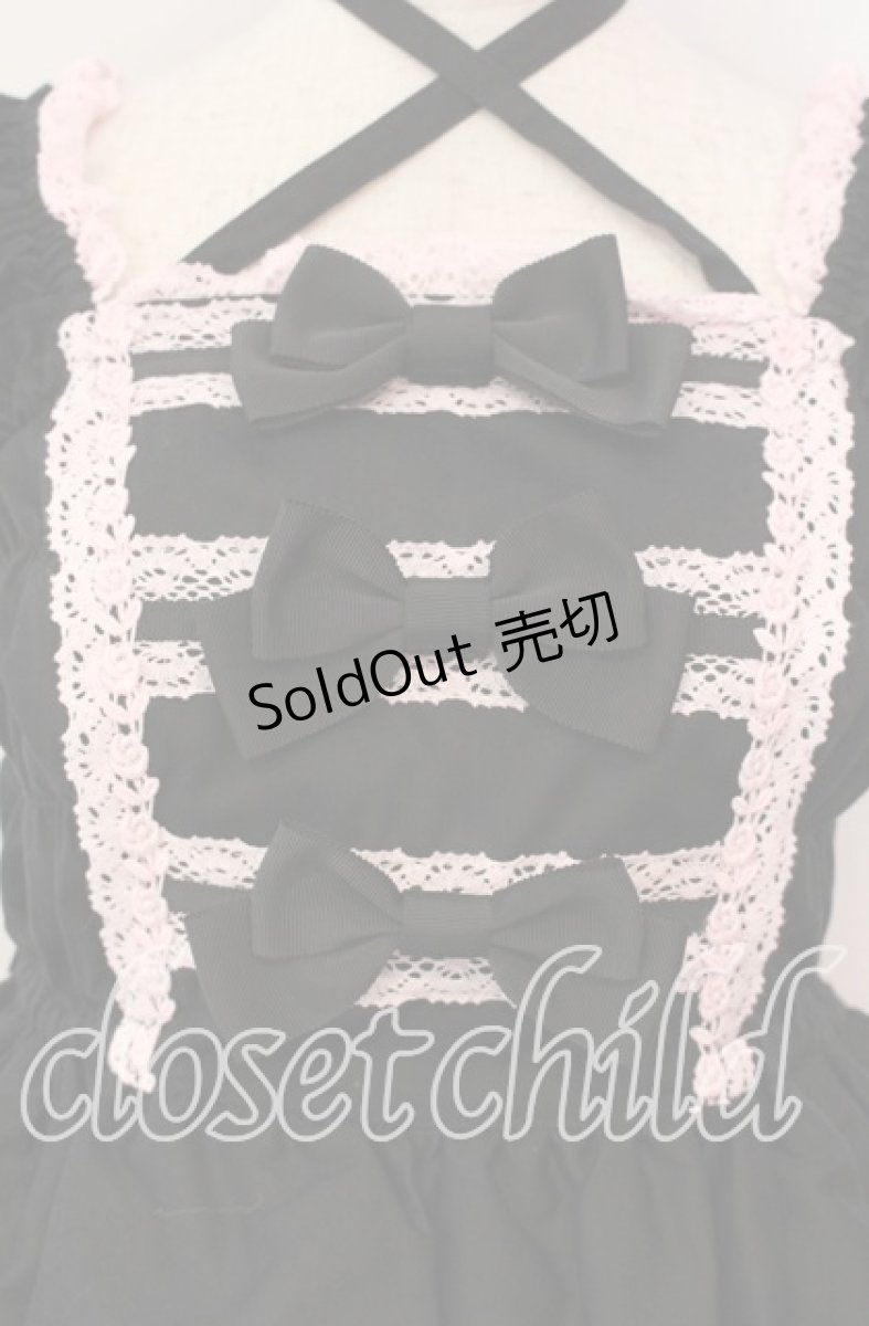 画像2: BABY,THE STARS SHINE BRIGHT / リボンミルキーシュガージャンパースカート  クロ×ピンク O-25-12-08-014-BA-OP-OW-OS (2)