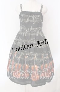 Leur Getter / Vintage Musical Noteキャミワンピース  クロ O-25-12-08-015-LU-OP-IG-OS