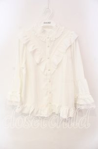 axes femme / 姫袖風フレア袖ブラウス F シロ O-25-12-09-033-AX-BL-OW-OS