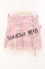 MILK / タータンチェックプリーツ巻きスカート  ピンク O-25-12-09-004-ML-SK-IG-OS