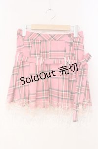 MILK / タータンチェックプリーツ巻きスカート  ピンク O-25-12-09-004-ML-SK-IG-OS