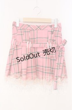 画像1: MILK / タータンチェックプリーツ巻きスカート  ピンク O-25-12-09-004-ML-SK-IG-OS