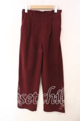 axes femme / 裾刺繍起毛ストレートパンツ M ワイン O-25-12-09-035-AX-PA-OW-OS