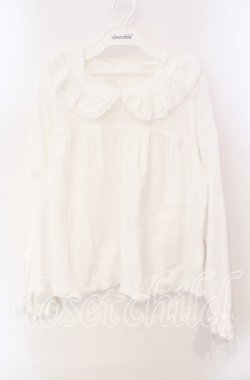 画像1: PINK HOUSE / リボンタイ付きローンブラウス  シロ O-25-12-09-036-LO-BL-OW-OS