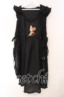 画像1: PINK HOUSE / ウィンターフォレストトリート刺繍タブリエ  クロ O-25-12-09-037-LO-OP-OW-OS