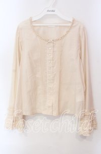 PINK HOUSE / ローンノーカラーブラウス  アイボリー O-25-12-09-041-LO-BL-OW-OS