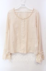 画像1: PINK HOUSE / ローンノーカラーブラウス  アイボリー O-25-12-09-041-LO-BL-OW-ZT557 (1)