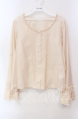 画像1: PINK HOUSE / ローンノーカラーブラウス  アイボリー O-25-12-09-041-LO-BL-OW-OS