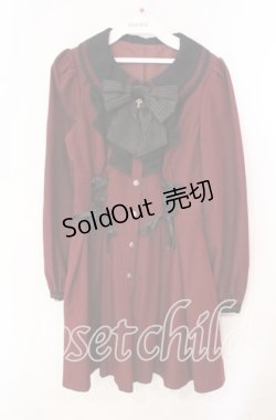 画像1: Secret Honey / ウエストレースアップラッフルワンピース  ワイン O-25-12-09-009-CA-OP-OW-OS