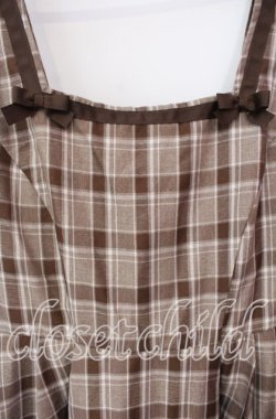 画像2: m petit by misako / リボンチェックジャンパースカート M ブラウン O-25-12-09-012-LO-OP-OW-OS