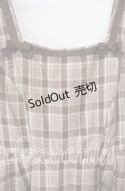 画像2: m petit by misako / リボンチェックジャンパースカート M ブラウン O-25-12-09-012-LO-OP-OW-OS