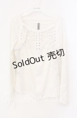 Ozz Croce / 肋骨風デザインカットソー  オフホワイト O-25-12-09-002-OO-TO-OW-OS