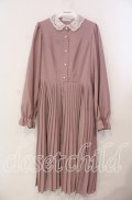 m petit by misako / AM*レースエリプリーツワンピース M ピンク O-25-12-09-015-LO-OP-OW-OS