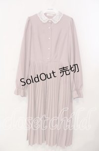 m petit by misako / AM*レースエリプリーツワンピース M ピンク O-25-12-09-015-LO-OP-OW-OS