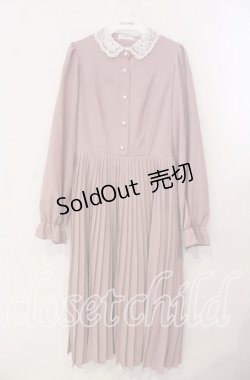 画像1: m petit by misako / AM*レースエリプリーツワンピース M ピンク O-25-12-09-015-LO-OP-OW-OS