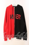 NieR Clothing / 裏起毛TWO-TONEZIPパーカー F ブラック×レッド O-25-12-09-021-PU-TO-OW-OS
