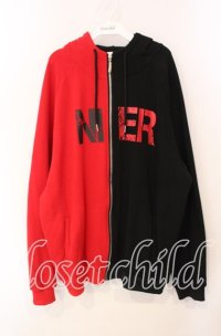 NieR Clothing / 裏起毛TWO-TONEZIPパーカー F ブラック×レッド O-25-12-09-021-PU-TO-OW-OS