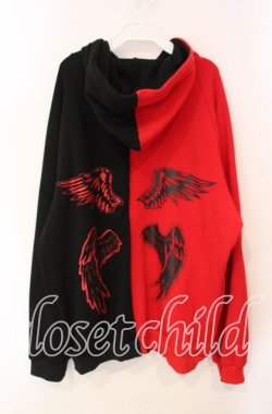 画像2: NieR Clothing / 裏起毛TWO-TONEZIPパーカー F ブラック×レッド O-25-12-09-021-PU-TO-OW-OS