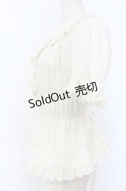 画像2: metamorphose / シャーリング半袖ブラウス 1 アイボリー O-25-12-10-037-ME-BL-OW-OS