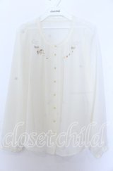 Franche Lippee / おうまさん刺繍シフォンブラウス M キナリ O-25-12-10-038-LO-BL-OW-OS